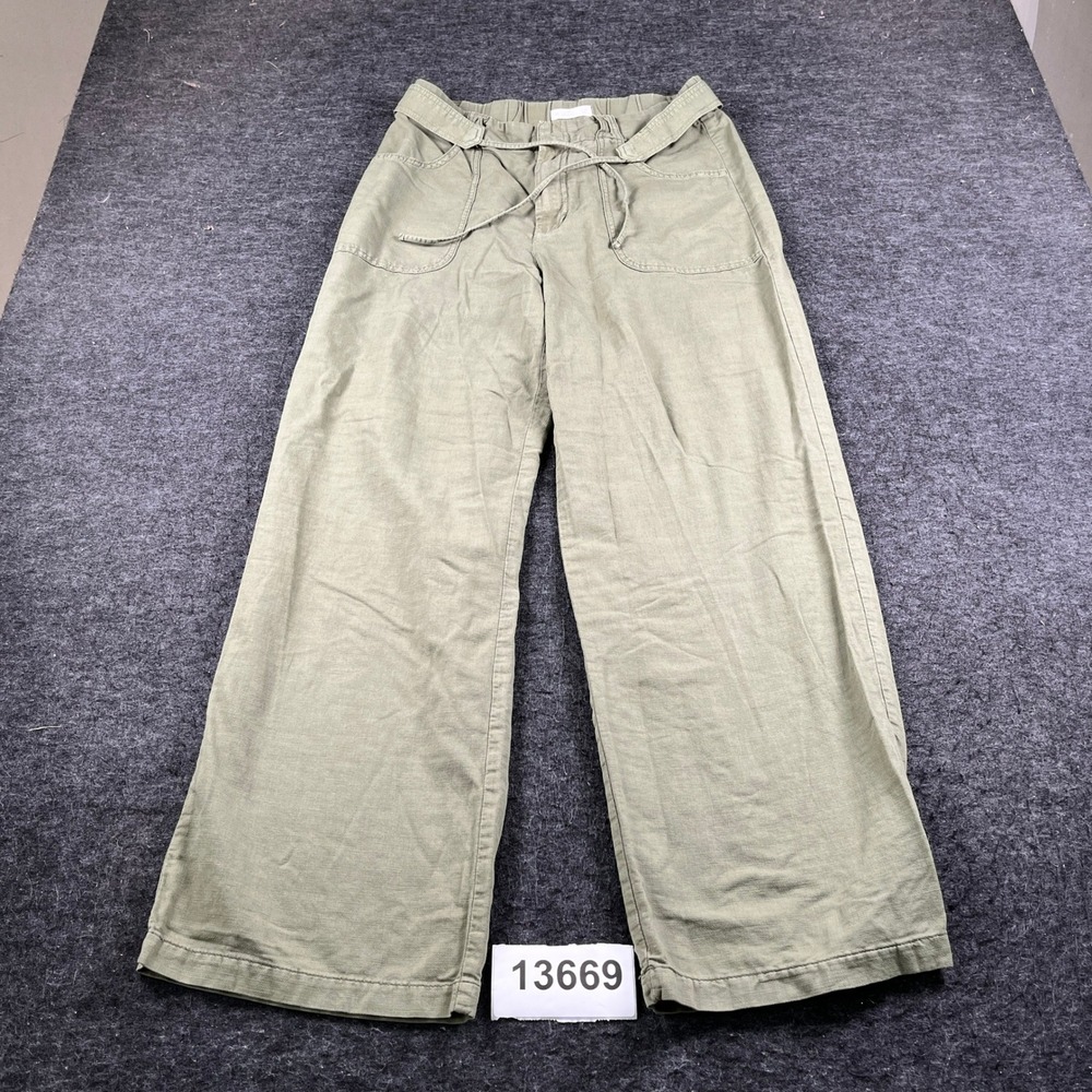 LC Lauren Conrad Pants Womens 12 Long Green Drawstring Waist Casual Wide Leg